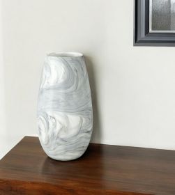 12" Gray and White Marble Design Glass Vase