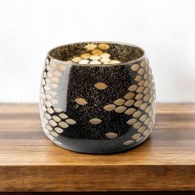 6" Black and Gold Artisan Bubble Glass Vase