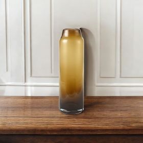 16" Vintage Look Ombre Brown Glass Vase