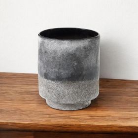 9" Black Brown and Gray Ombre Textured Ceramic Vase
