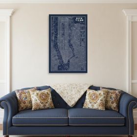 36" x 24" Indigo and White Aerial New York Map Canvas Wall Art