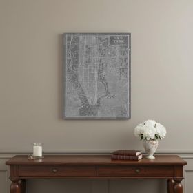 24" x 16" Gray and White Aerial New York Map Canvas Wall Art