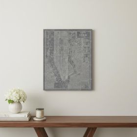 36" x 24" Gray and White Aerial New York Map Canvas Wall Art