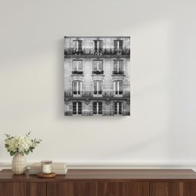 30" x 24" Balcony View Black and White Photo Real Canvas Wall Art