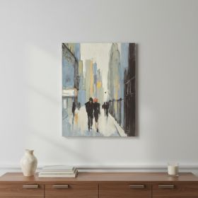 30" x 24" Watercolor Walk in the City Canvas Wall Art