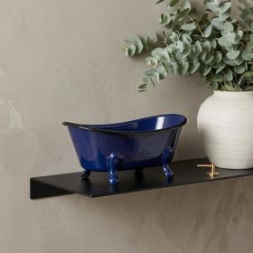 Navy Blue Metal Bath Tub Sculpture
