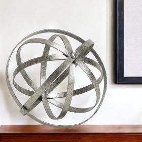 8" Speckled Gray Metal Orb Decorative Tabletop Sculpture