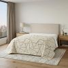 86" X 70" Gray And Ivory Geometric Cotton Quilt