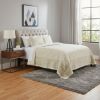 Ivory Geometric King Kantha Stitch Quilt With Shams