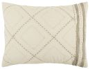 Ivory Geometric King Kantha Stitch Quilt With Shams