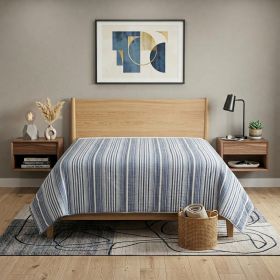 Blue And White Striped King Quilt