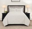 Set of Three Ivory Geometric King Quilt