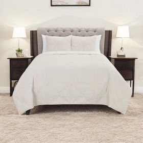 Set of Three Ivory Geometric Queen Quilt