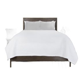 92" X 90" White Geometric Cotton Quilt