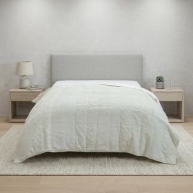 92" X 90" Ivory Striped Cotton Quilt