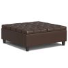 40" Chocolate And Black Faux Leather Tufted Ottoman With Storage