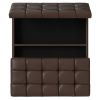 40" Chocolate And Black Faux Leather Tufted Ottoman With Storage