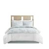 Set of Four White And Aqua King Ring Stitch Sham And Comforter