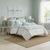 Set of Four White And Aqua King Ring Stitch Sham And Comforter
