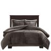 Set of Three Taupe Queen Ring Stitch Polyester Sham And Comforter