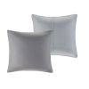 Set of Eight Gray And Ivory Damask Ring Stitch Polyester Sham And Comforter
