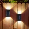 2 Pieces Waterproof Warm White 3000K Outdoor Solar Wall Lights. Suitable for Backyards, Patios, Railings, Pools.