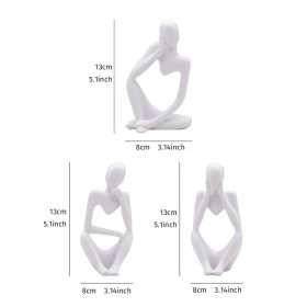 3 Piece Handmade Resin Abstract “Thinker” Decorative Sculptures