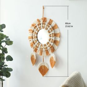 1 Piece Bohemian Hand-Woven Dream Catcher Wall Art with Mirror.