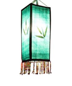 Green Themed Decorative Hand made and Painted Cloth Lantern With Tassel