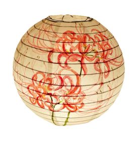 Ivory and Orange Handmade Paper Lantern Chinese Style Traditional Hanging Lampshade