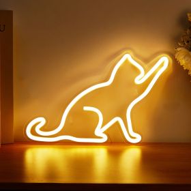 1pc LED Cat-shaped Neon Sign. 5V USB Power Supply Neon. 2 Hooks.