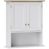 White Wall Mounted Bathroom Cabinet with 2 Doors and Adjustable Shelf