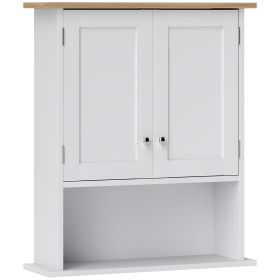 White Wall Mounted Bathroom Cabinet with 2 Doors and Adjustable Shelf