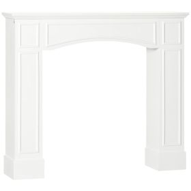 29" White Modern Fireplace Mantel. Decorative Geometric Pattern.