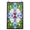 17” x 29” Tiffany Style Hanging Stained Glass Window Panel, with Chain.
