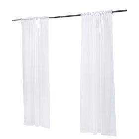 2 Panels 42" W x 84" L Set Sheer White Curtains. Dual Rod Pocket Installation