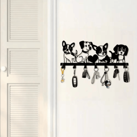 Industrial Farm House Style Iron Puppy Coat Hanger and Key Holder