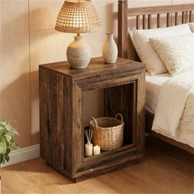 Square Wooden Side Table with Storage Shelf