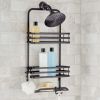 Matte Black Over the Shower Head Caddy with 2 Baskets and Soap Tray.