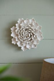 7.3" Diameter Handmade Cream Ceramic Flower Wall Decor Accent