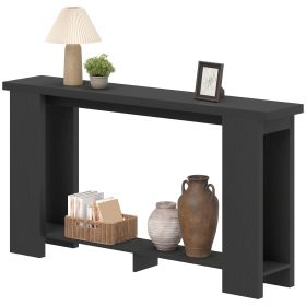 63" Narrow Entryway Farmhouse Console Table with Thickened Tabletop. Distressed Black