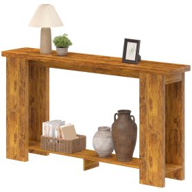 63" Narrow Entryway Farmhouse Console with Thickened Tabletop