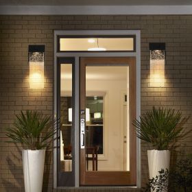 2-Pack Outdoor Wall Sconce with Bubble Crystal and Light Sensor - 12W Per Lamp, Weatherproof LED