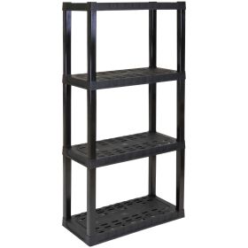 Black 4-Tier 57"H x 14"D x 30"W Plastic Garage Storage Heavy Duty Shelving Unit. 400 lbs Total Capacity