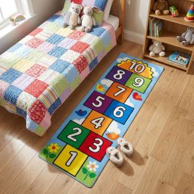 4’ x 6’ Fun and Cute Hopscotch Rug for Children. Non Slip, Washable, Stain Resistant Soft Shag.