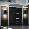 2 Modern Black Aluminum Exterior Outdoor Vertical Wall Sconces. Weatherproof. Ideal for Porch, Patio, Garage.