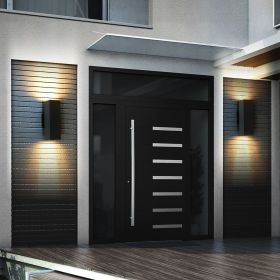2 Modern Black Aluminum Exterior Outdoor Vertical Wall Sconces. Weatherproof. Ideal for Porch, Patio, Garage.