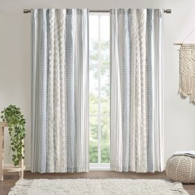 50” x 108" One Panel Cotton Chenille Stripe Curtain Panel with Lining.