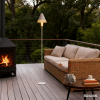 Rechargeable Linen and Rattan Floor Lamp. Suitable for Indoor or Outdoor.