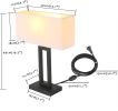 Black Bedside Nightstand Desk Lamp With Ivory Lampshade